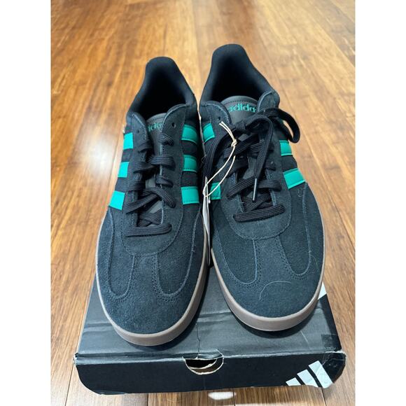 New Adidas Barreda Black w/ Green Stripes Gum Bottom Lifestyle Sneaker Men 10.5 main image 6